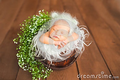 Funny newborn. Spring photograph of a Newborn baby close-up and copy spaceÃ Â Ã‚Â Ã‚Ã‚ÂÂ² Stock Photo